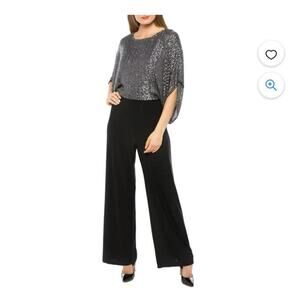 NWT Marina Boat Neck Dolman Sleeve Sequined Jumpsuit Size 4